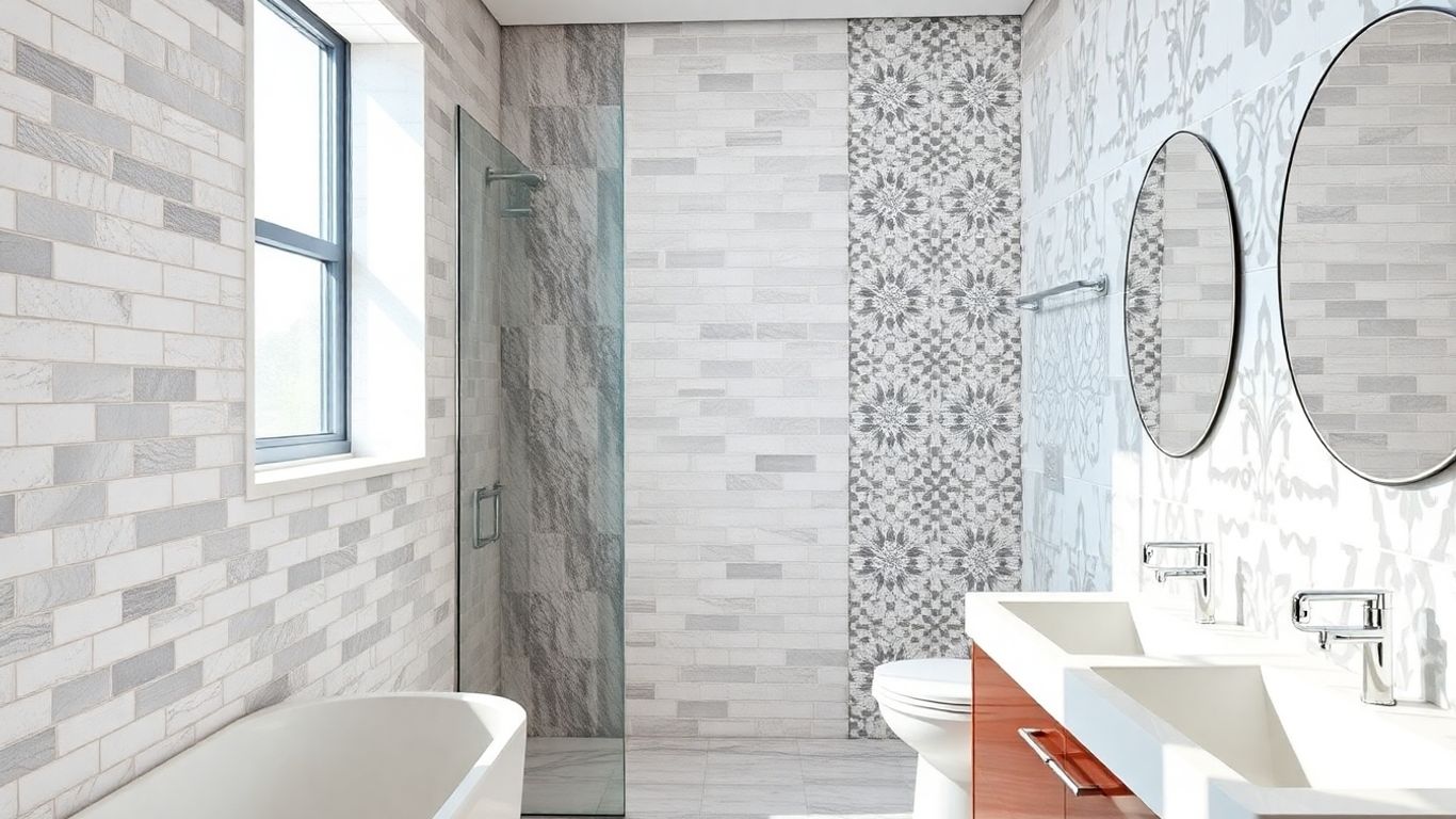 Beautiful bathroom tiles in various styles and colors.