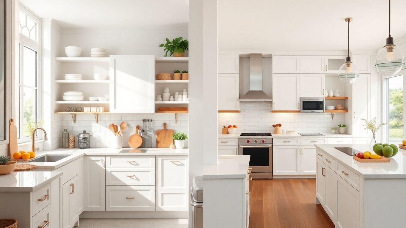 organized small and large kitchen layout side by side