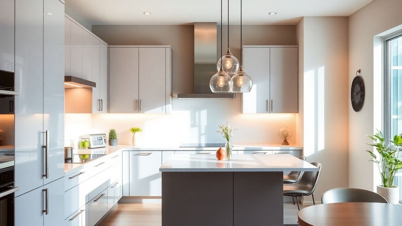 Modern kitchen design with lighting and color