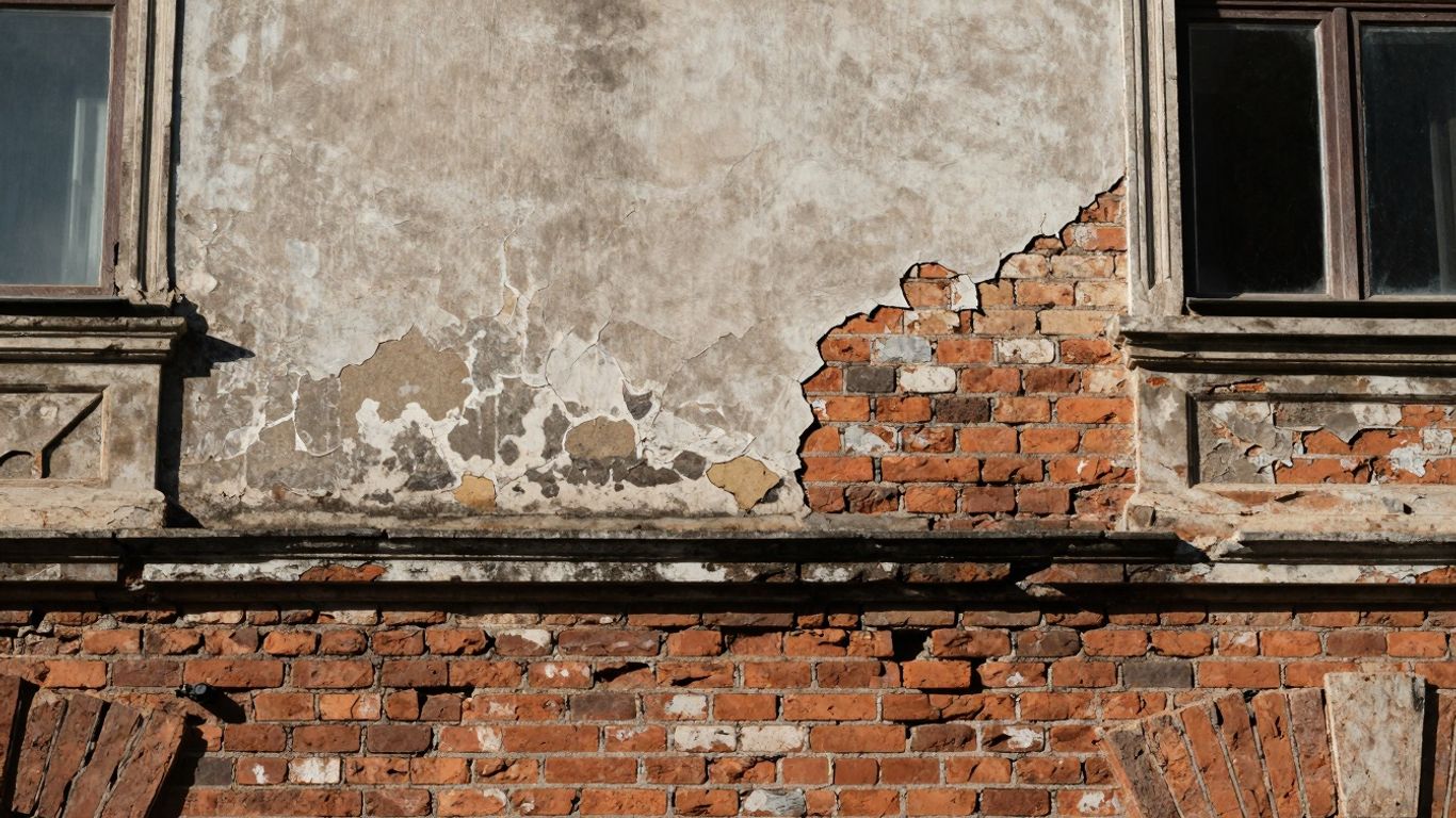Old building facade showing wear and tear.