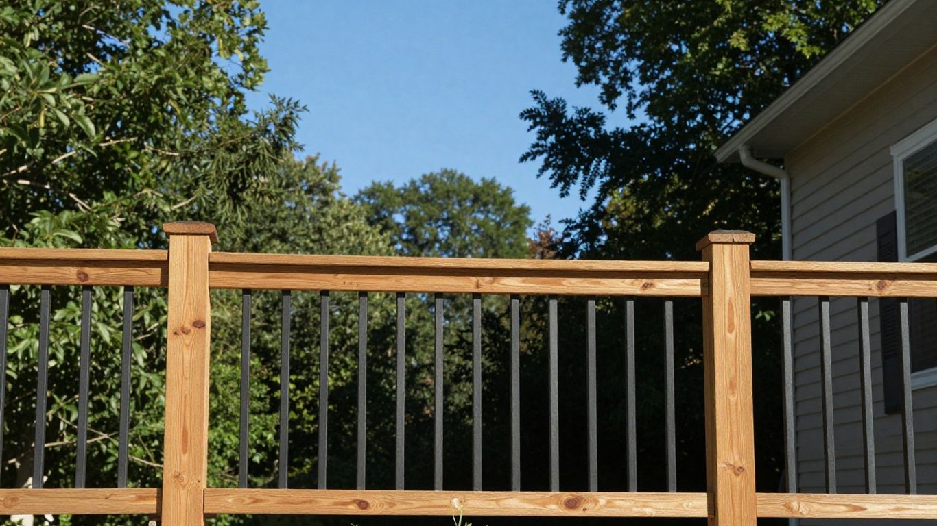 Deck Railing Installation Montreal & Laval Newly installed deck railing on a suburban home.
