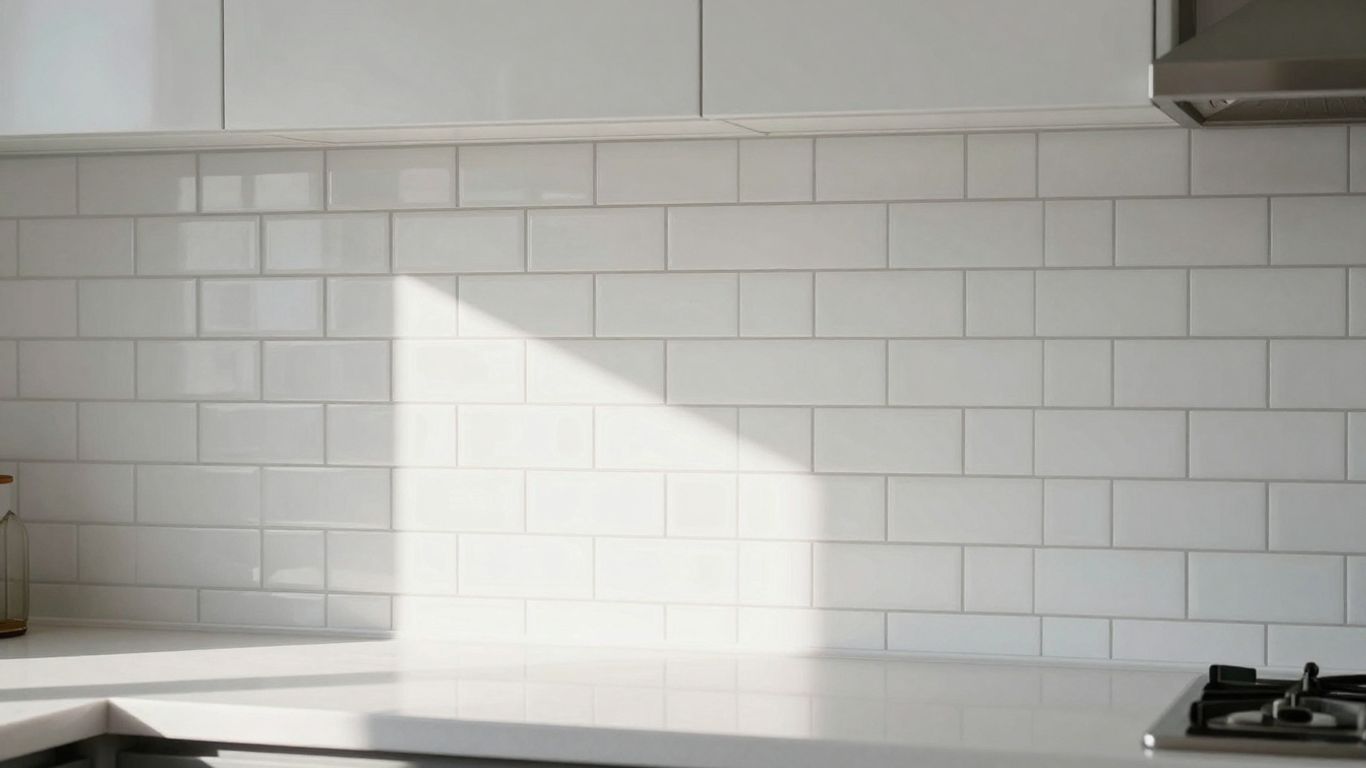 Modern kitchen with white subway tile backsplash